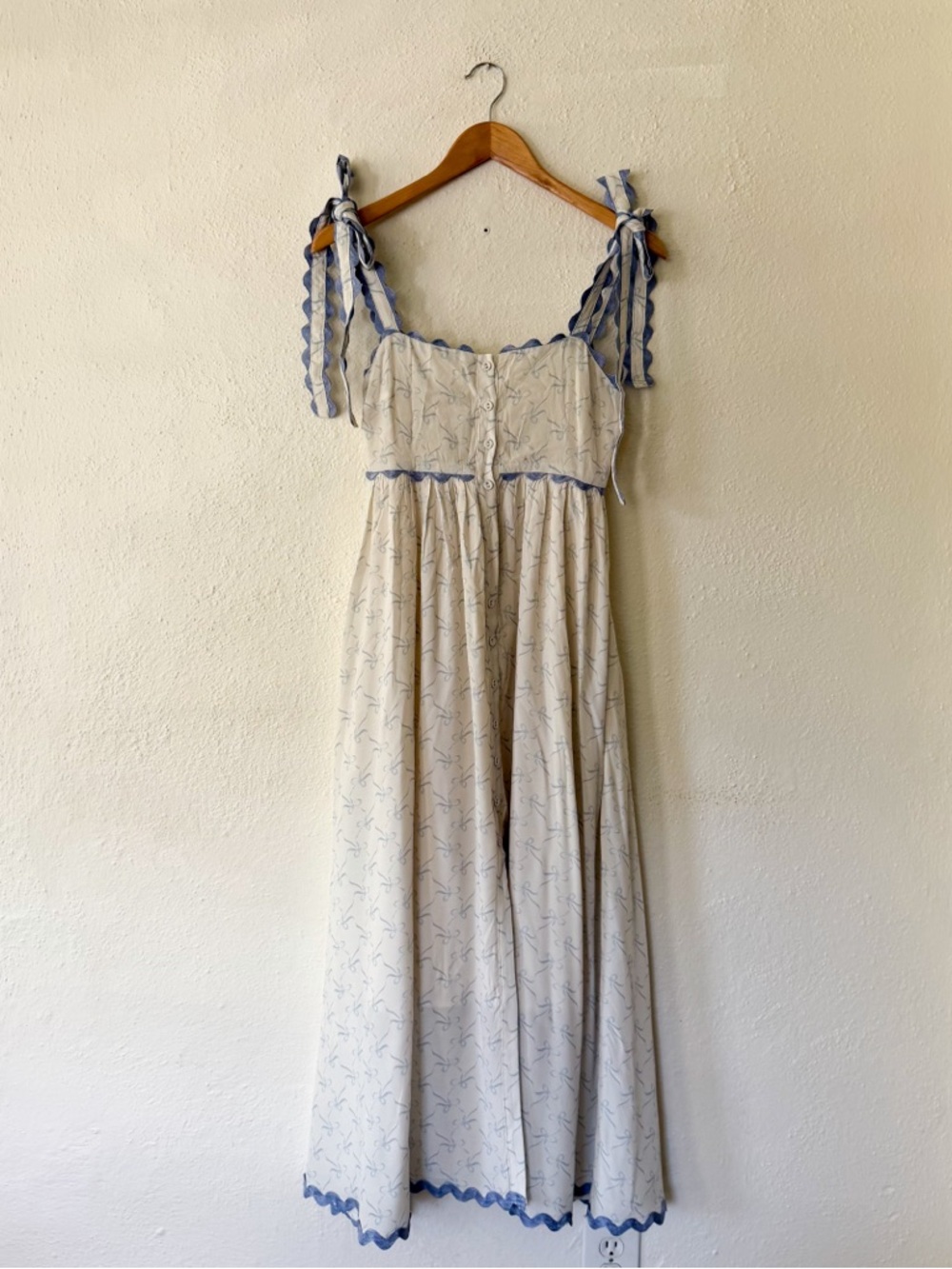 Sofie The Label Blue Bow Ric Rac Midi Maxi Dress - Picture 2 of 9